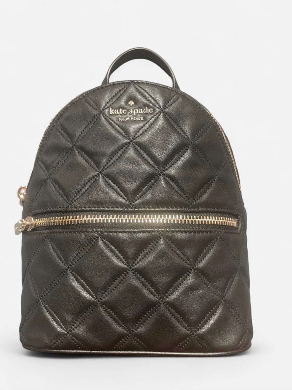 kate spade Black Quilted Leather Mini Backpack with Gold Hardware
